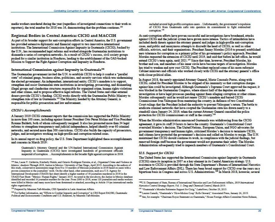 Parte del informe del CRS del Congreso de EE.UU.
