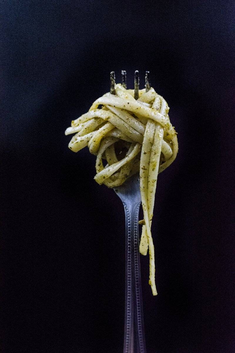 Pasta en tenedor