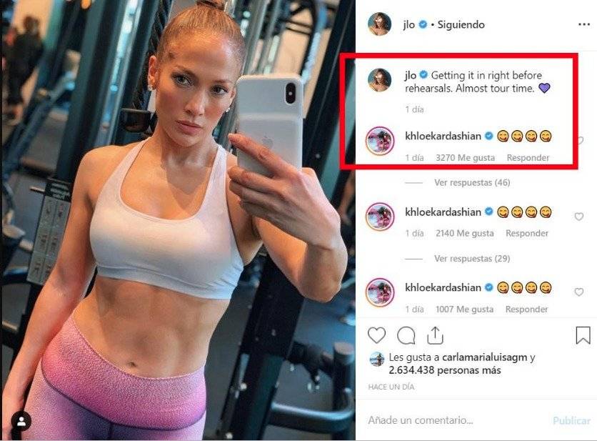 Jennifer López comentario Khloé Kardashian