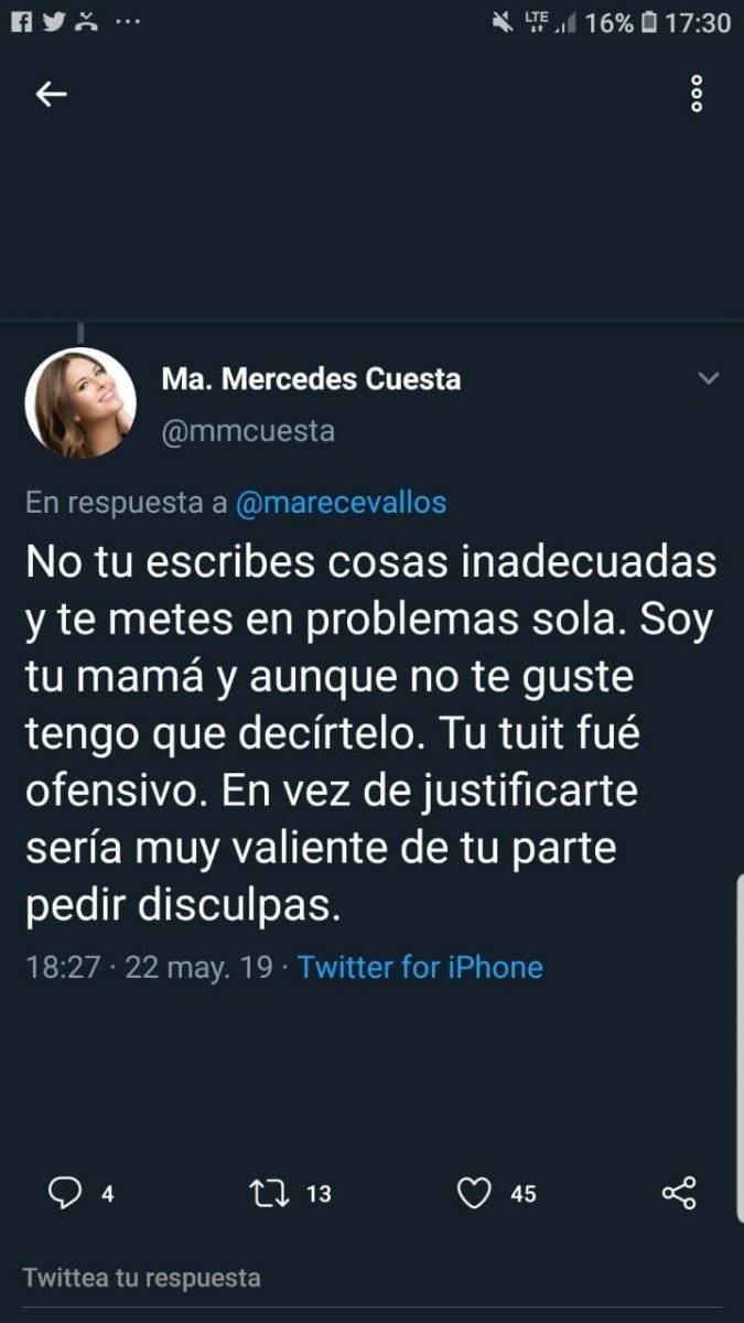 Tuit de María Mercedes Cuesta