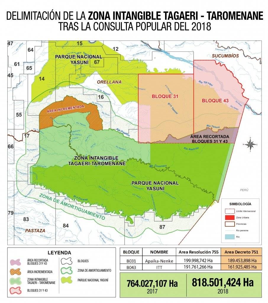 Delimitación de la zona intangible a Zona Intangible Tagaeri - Taromenane tras Consulta Popular de 2018