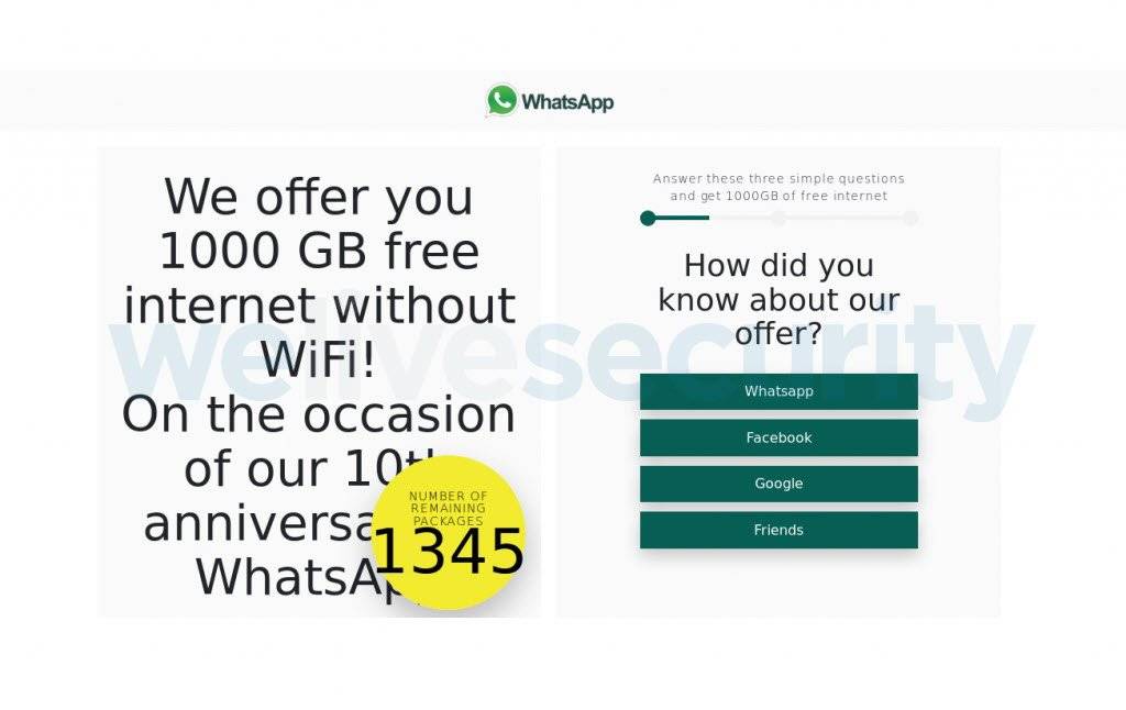 ¡Cuidado! Nueva estafa de Whatsapp promete darte más de 1.000 GB de internet gratis