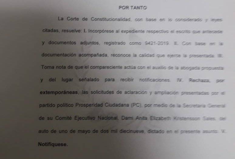 Resolución de CC sobre recurso interpuesto por Edwin Escobar