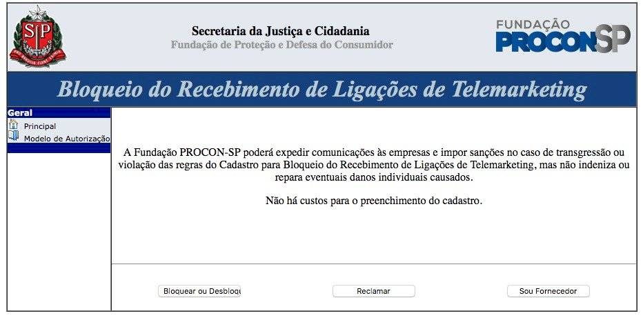 Procon SP Lei do Bloqueio telemarketing