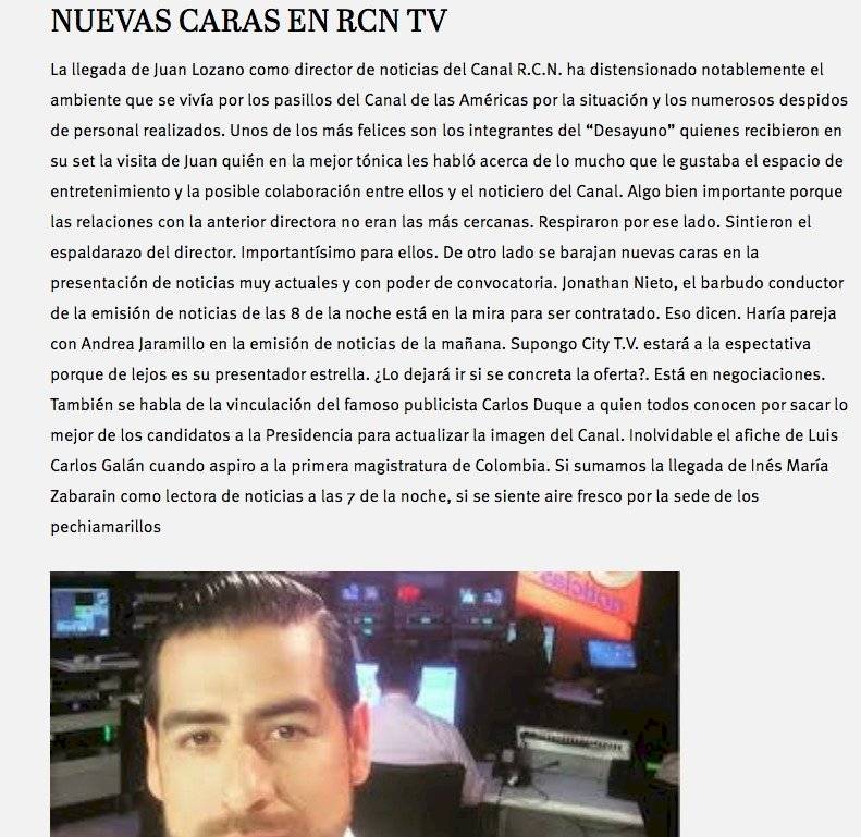 Captura de pantalla página web La Negra Candela
