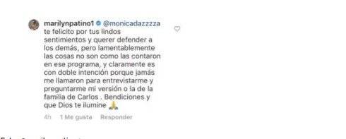 Captura de pantalla Instagram Marilyn Patiño