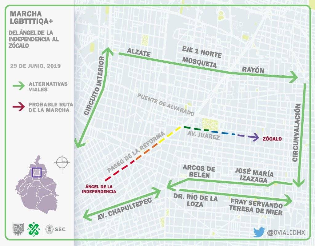 Ruta de la marcha y alternativas viales