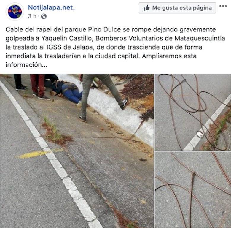 Medios locales informaron sobre accidente de mujer en canopy.