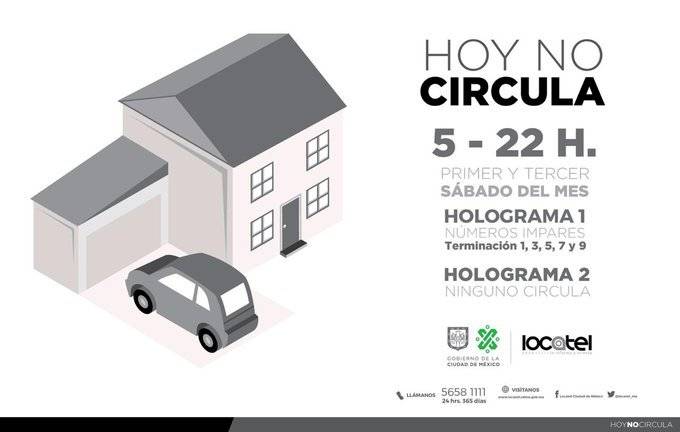 Hoy no circula, primer y tercer sábado BIEN