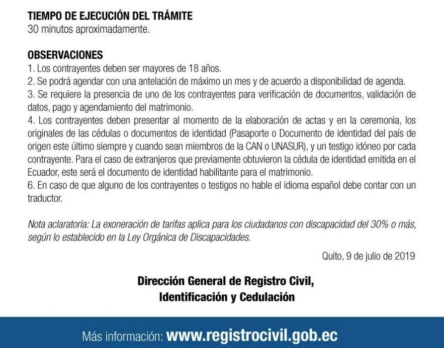 Comunicado del Registro Civil