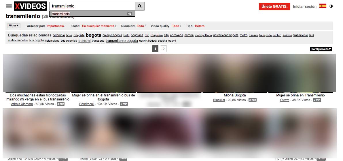 Gran indignación en Colombia produjo página porno que difundía videos de acoso sexual en Transmilenio Gran indignación en Colombia produjo página porno que difundía videos de acoso sexual en Transmilenio