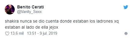 Tuit de Benito Cerati dedicado a Shakira
