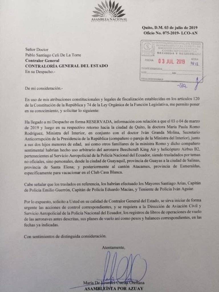 La ministra del Interior y el Secretario Anticorrupción reaccionaron ante las acusaciones de la asambleísta Lourdes Cuesta.
