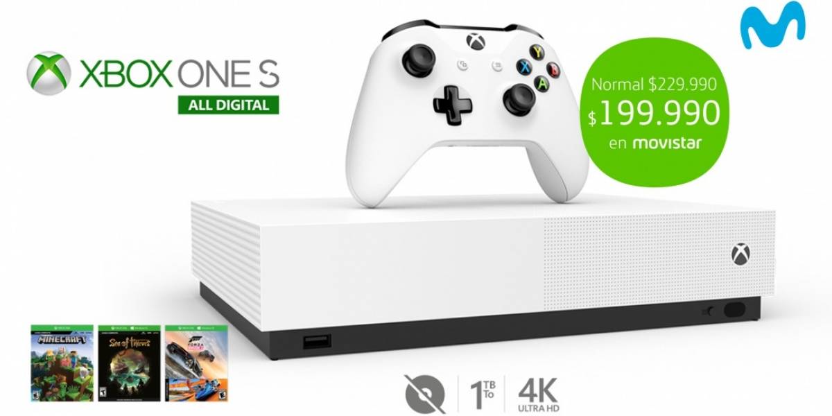 Ahora puedes comprar la Xbox One S All Digital a través de Movistar Chile