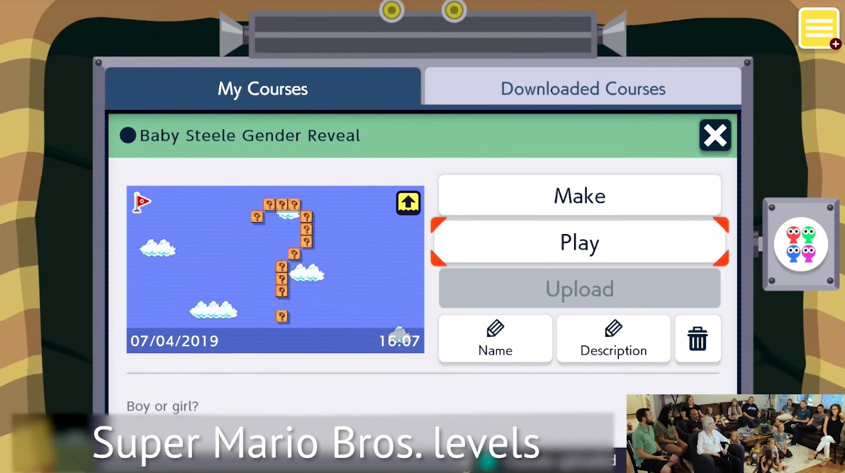 Video: Le revelaron el sexo de su bebé a su familia usando Super Mario Maker 2 Video: Le revelaron el sexo de su bebé a su familia usando Super Mario Maker 2