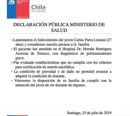 Comunicado Minsal
