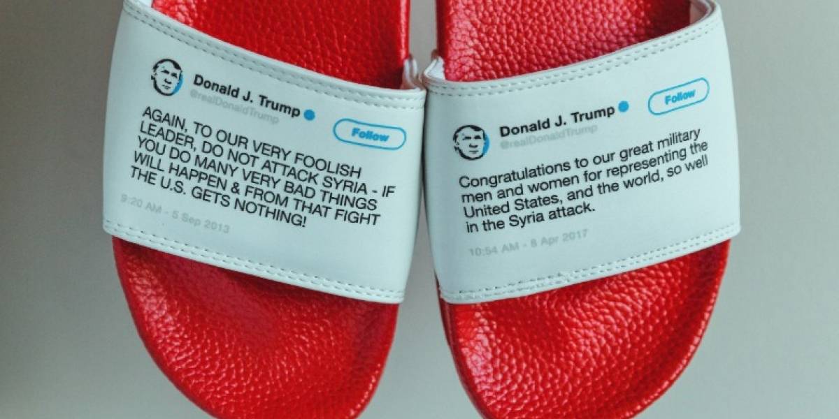 Crean sandalias con tweets contradictorios de Donald Trump y se venden en menos de un mes