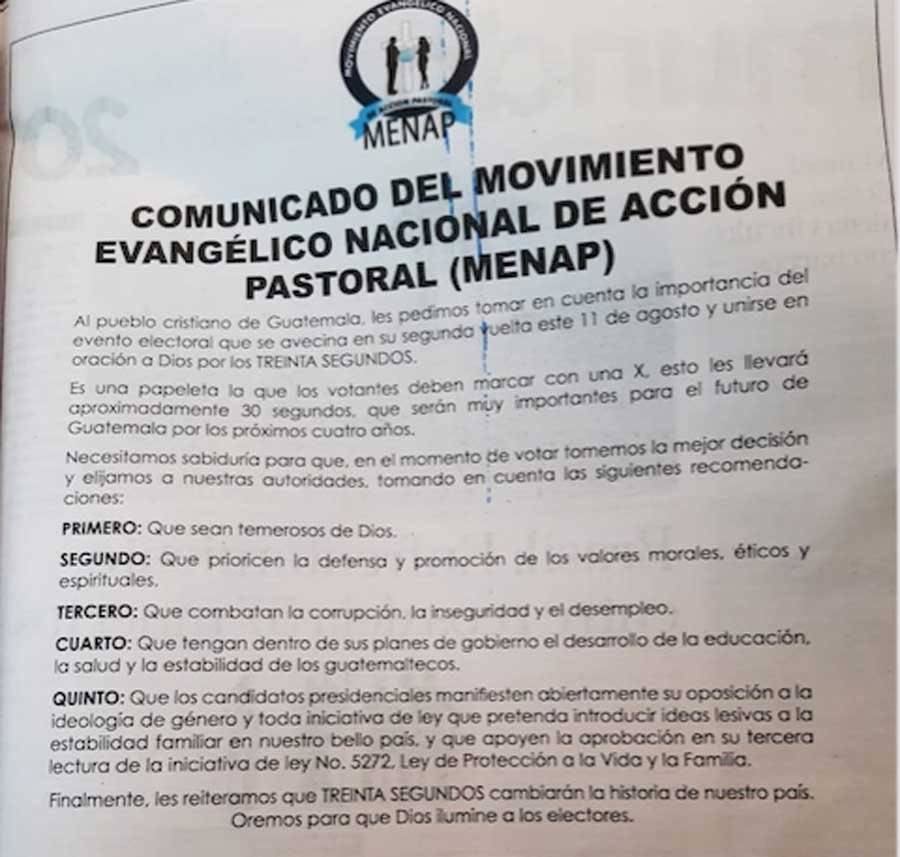 Comunicado del MENAP