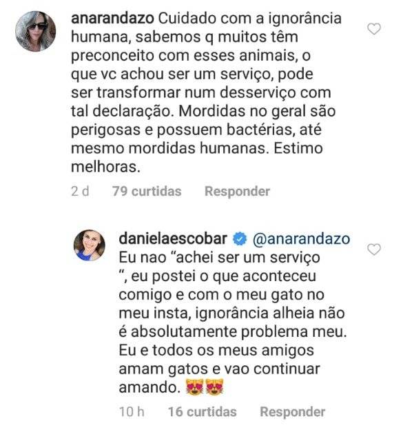 Daniela Escobar e internauta