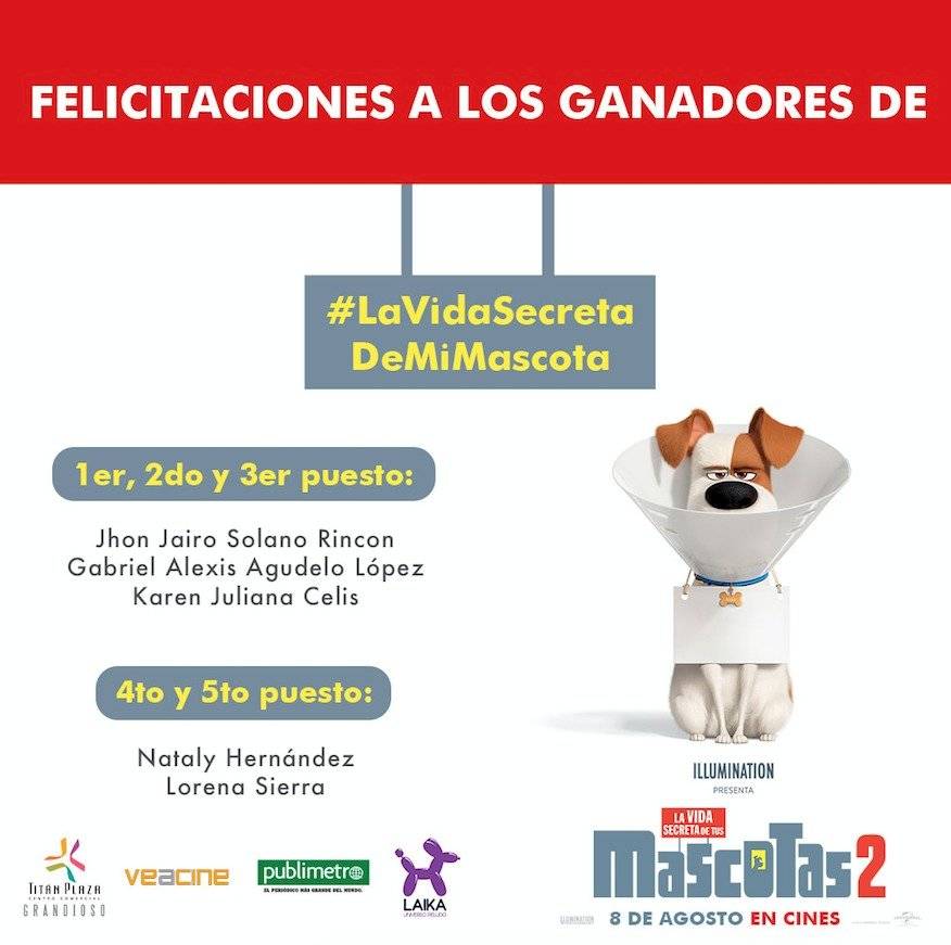 GANADORES VIDA SECRETA DE LAS MASCOTAS 2
