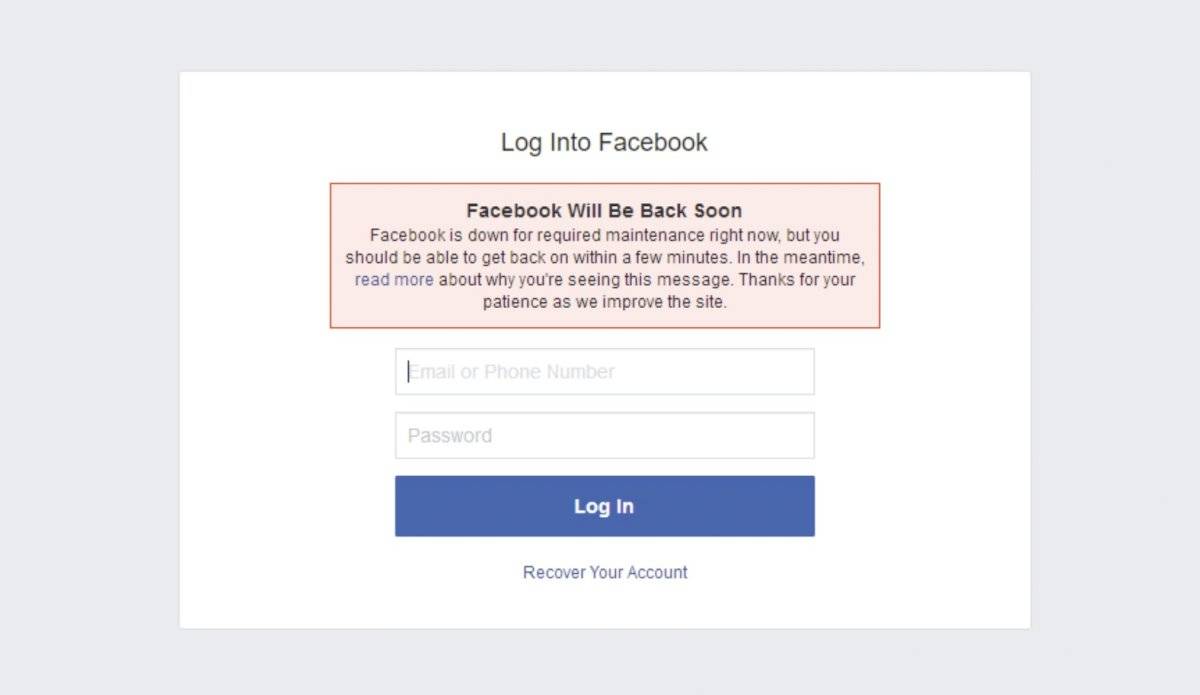Falla global de Facebook