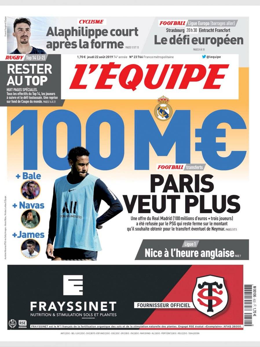 PSG rechaza oferta del Real Madrid por Neymar