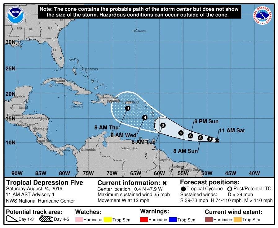 Depresión tropical "five" - 24 de agosto 2019
