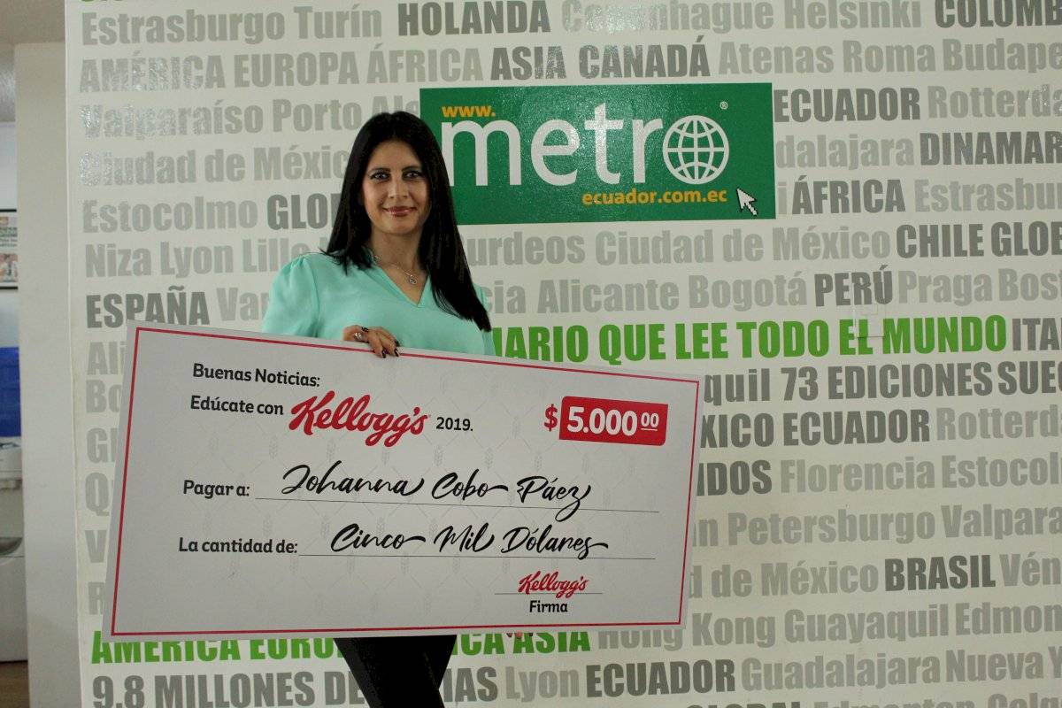 Johanna Cobo, ganó bono de educación sorteado por Kellogg Ecuador
