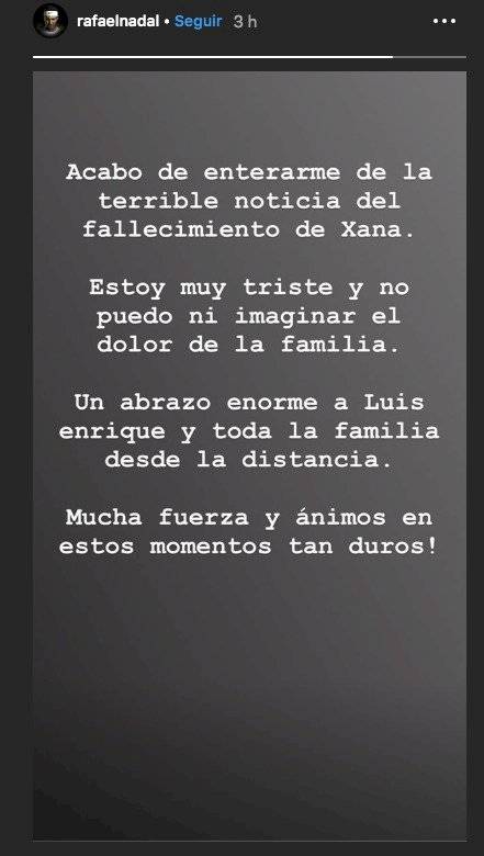 Condolencias de Nadal para Luis Enrique