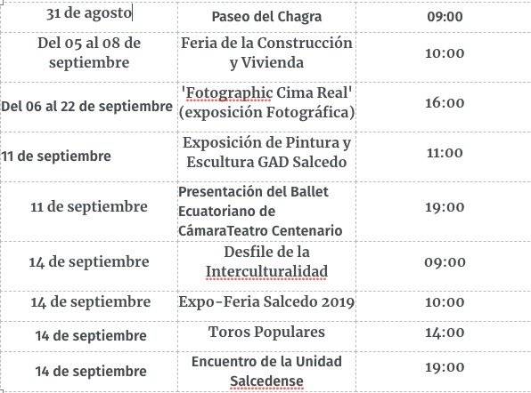 Calendario de Salcedo