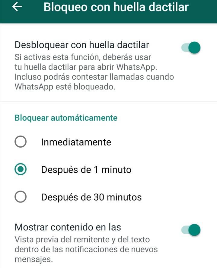 Nueva opción de WhatsApp permite añadir la huela dactilar para ingresar a la aplicación