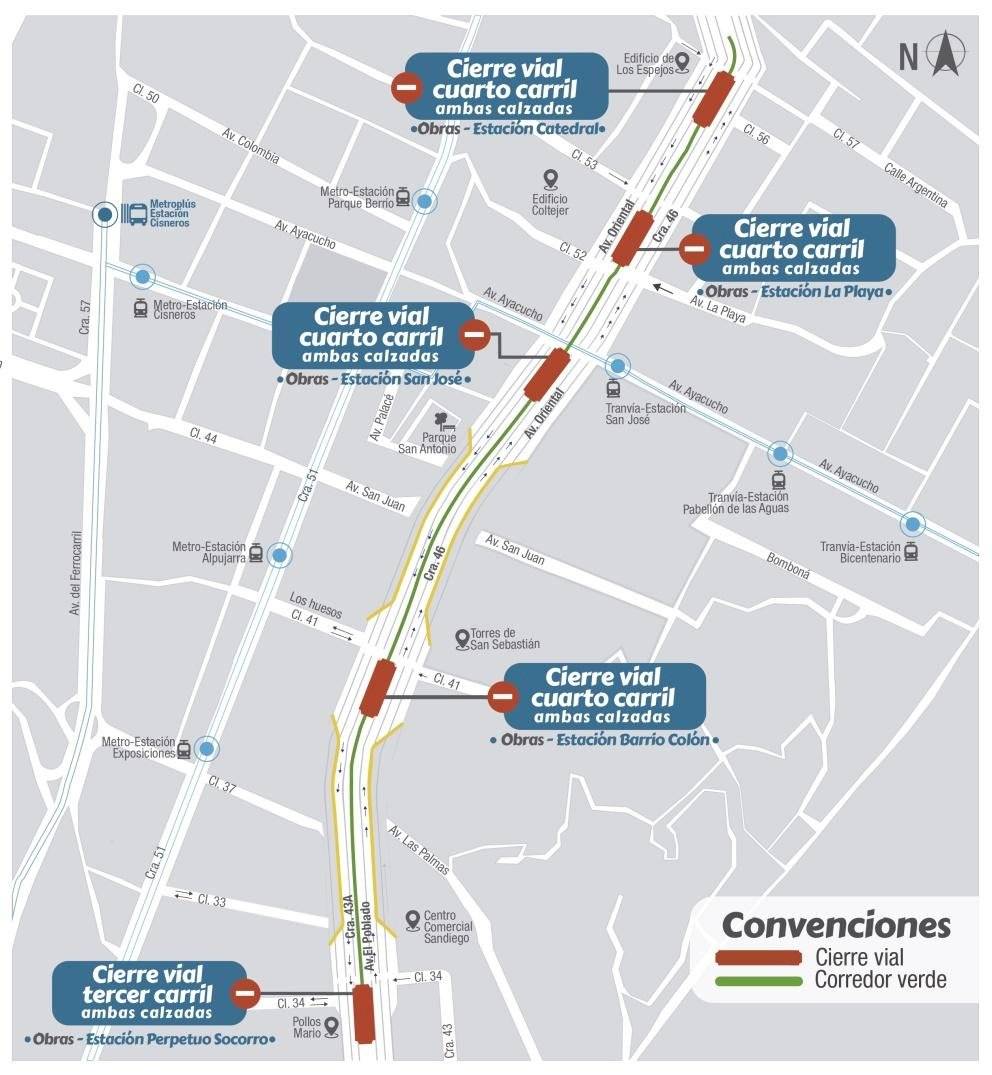 Cierres viajes por Metroplús Línea 2