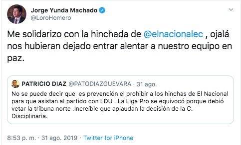 Tuit Jorge Yunda