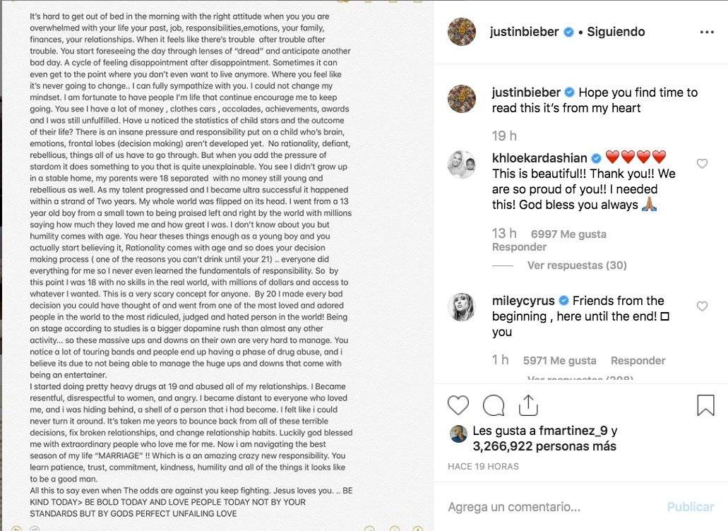 Carta de Justin Bieber