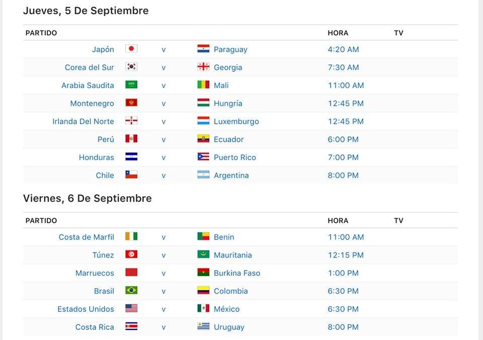 Fecha FIFA septiembre