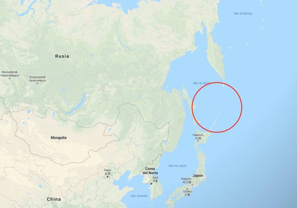 Ubicación de las islas Kuriles