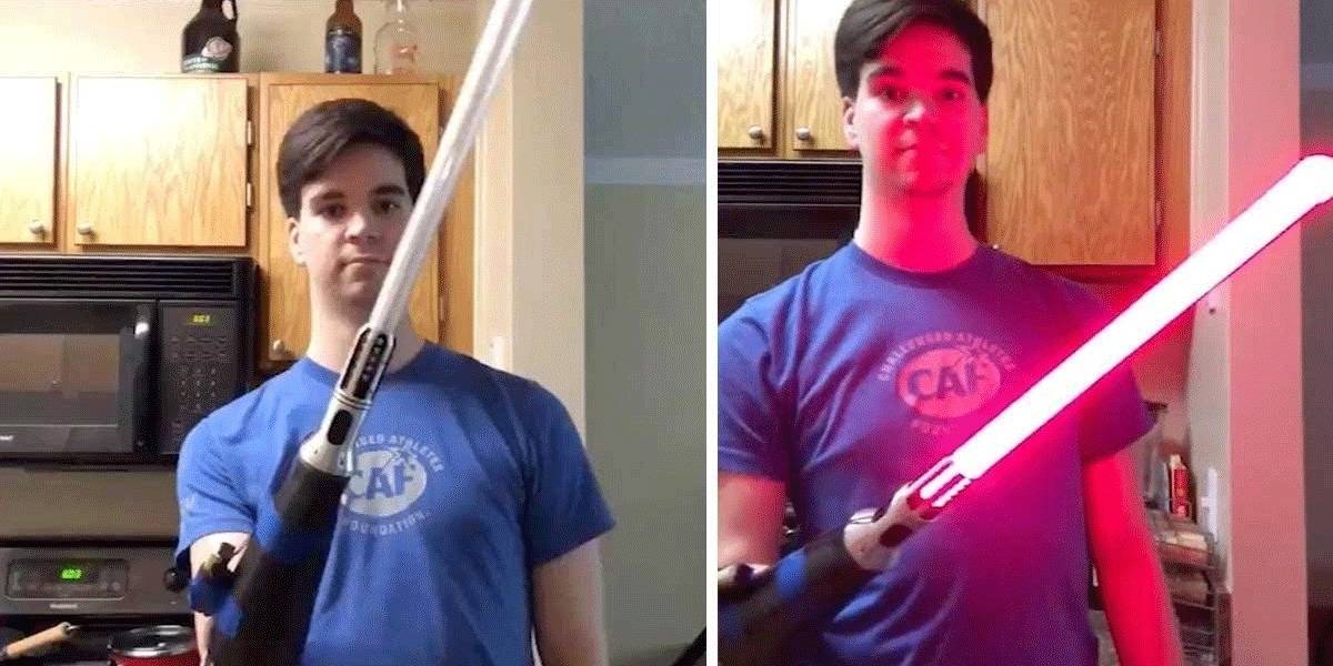 Fan de Star Wars le pone un sable de luz a su brazo biónico y se hace viral