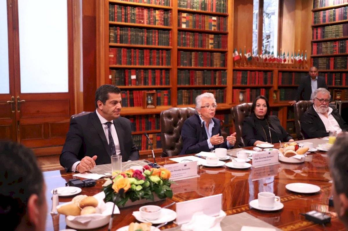 Recibe Olga Sánchez Cordero a delegación de la Unión Europa.