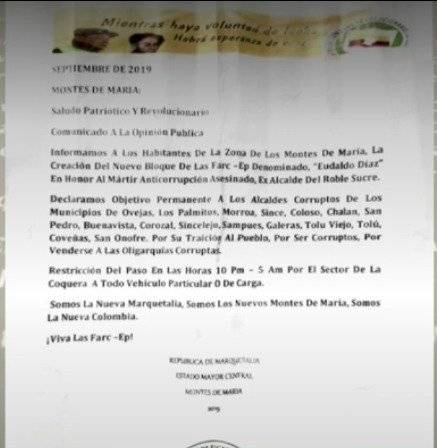 "Declaramos objetivo permanente a los alcaldes corruptos de los municipios de Ovejas,