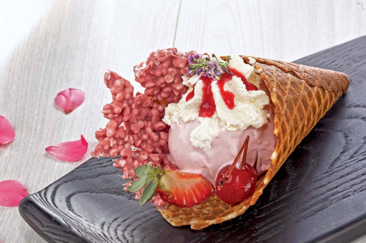 Cascão artesanal de gelato Ruby, na Gelato Boutique