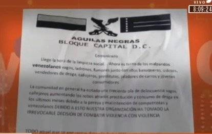 Preocupación por aparición de panfletos con amenazas contra venezolanos en Bogotá