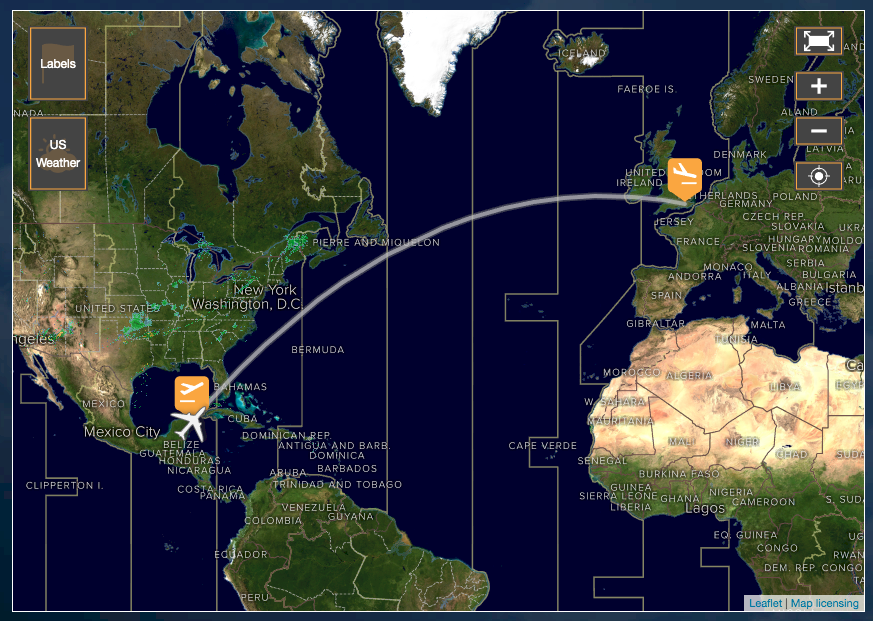 La ruta Cancún Londres de Thomas Cook.