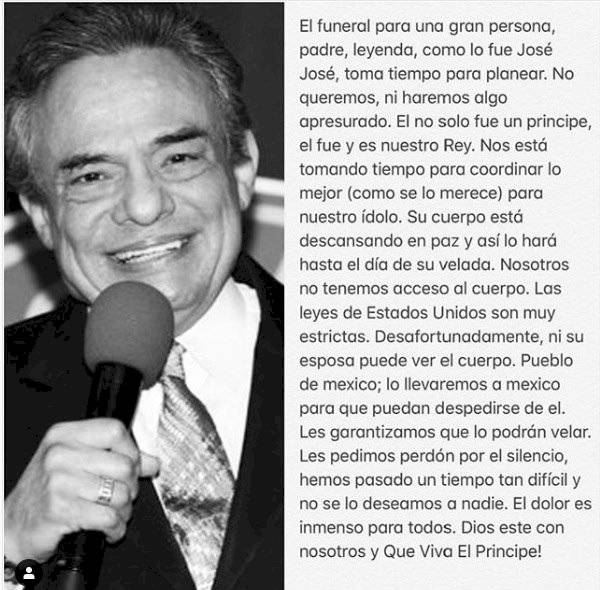 Difunden audios en los que la hija menor de José José lo habría presionado para cederle su fortuna