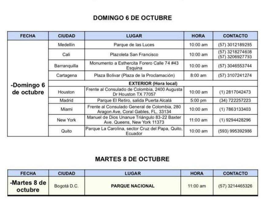 Marchas en apoyo a Álvaro Uribe