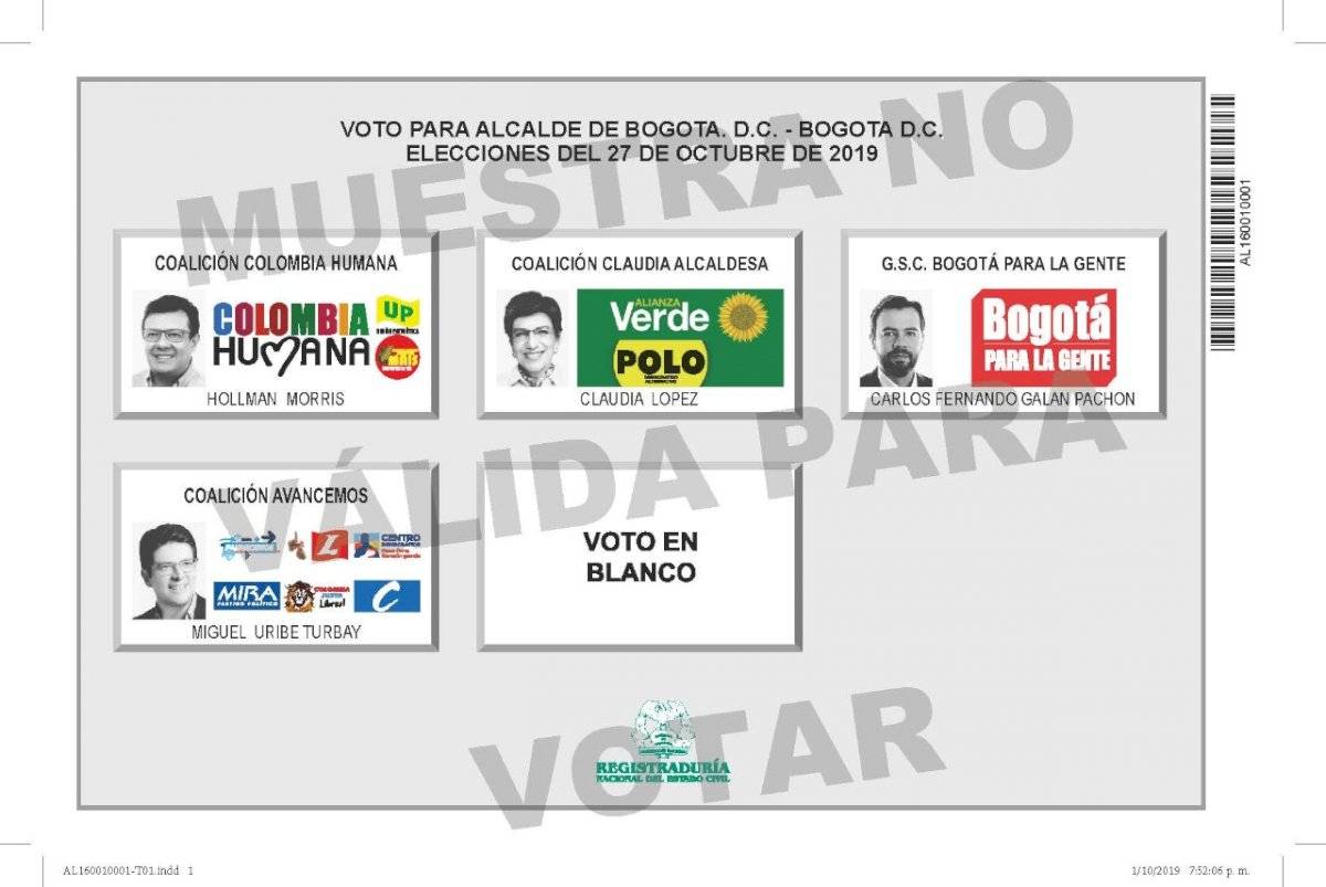Tarjetón elecciones 2019