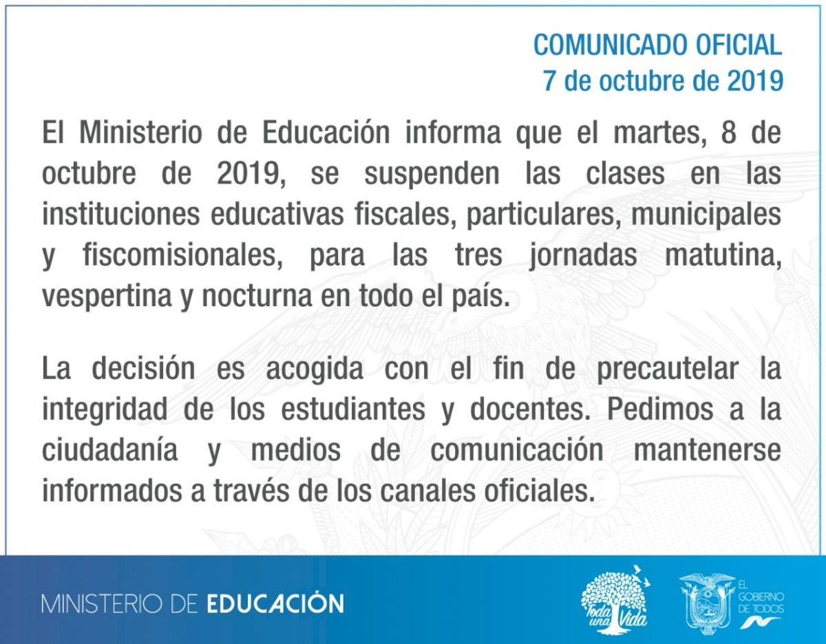 No hay clases 8 de octubre