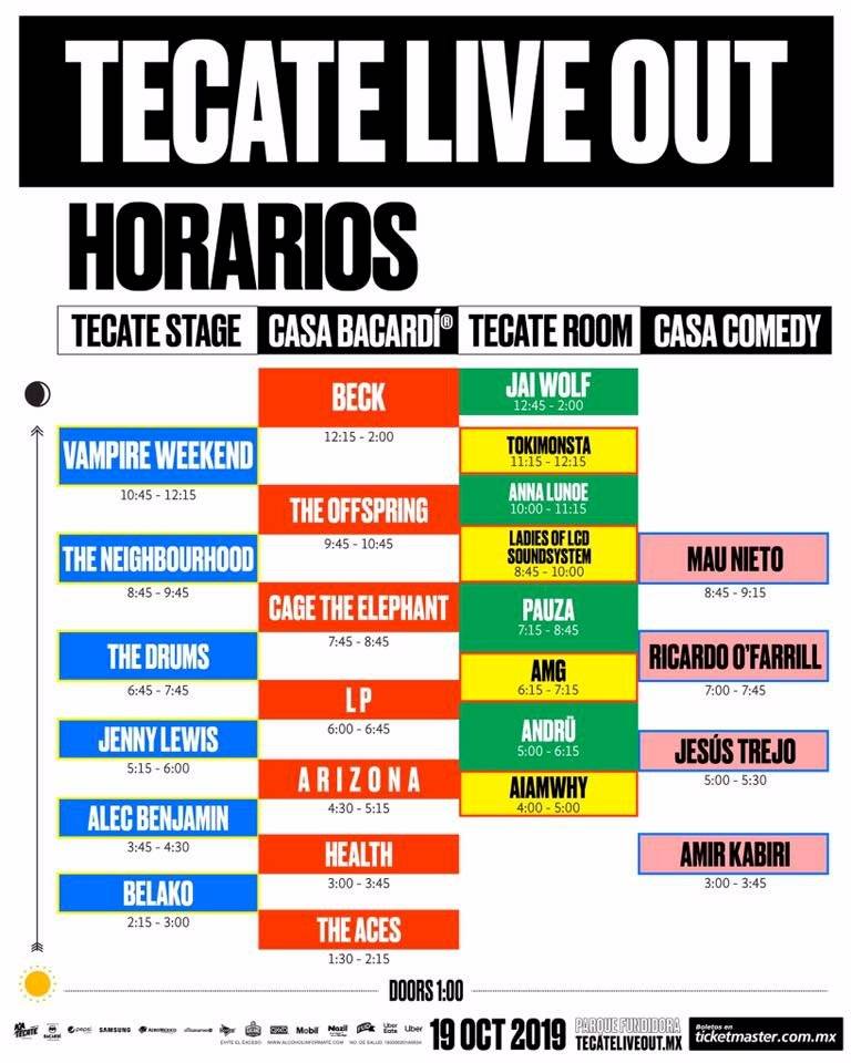 Tecate Live Out horarios