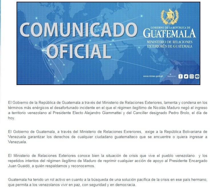 Comunicado de Cancillería