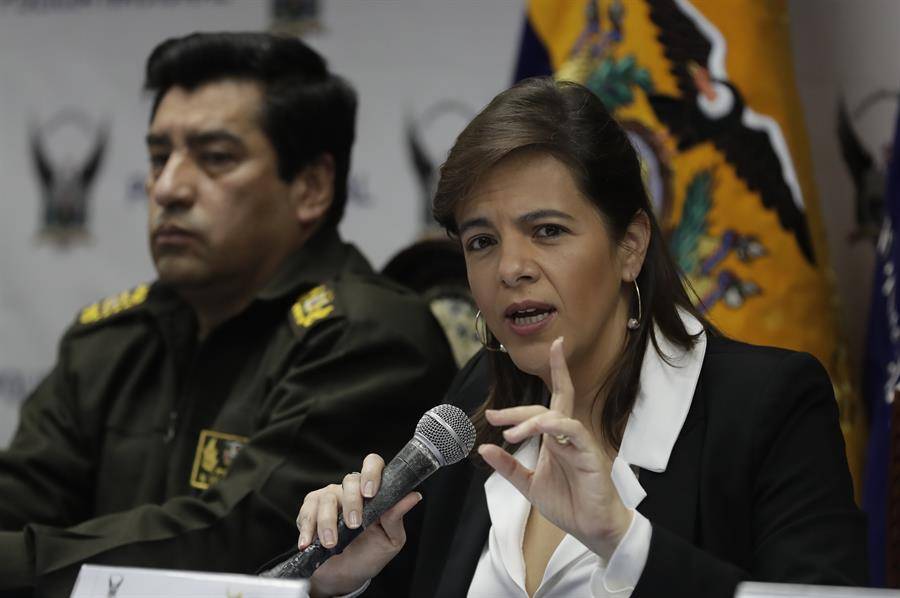 Ministra del Interior ecuatoriana entrega junto a comandantes balance de la ola de protestas
