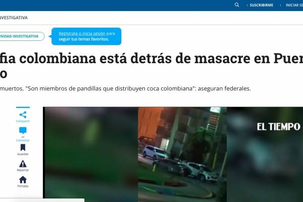 Captura de pantalla del periódico El Tiempo.